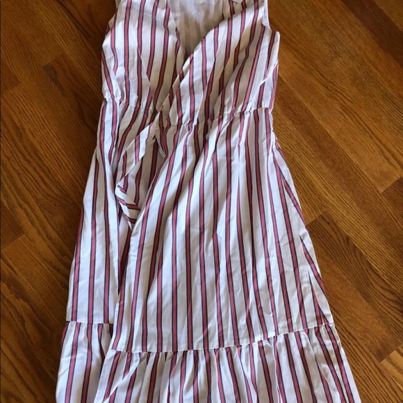 Draper James Size 4 Stripe Faux Wrap Dress - Picture 2 of 7